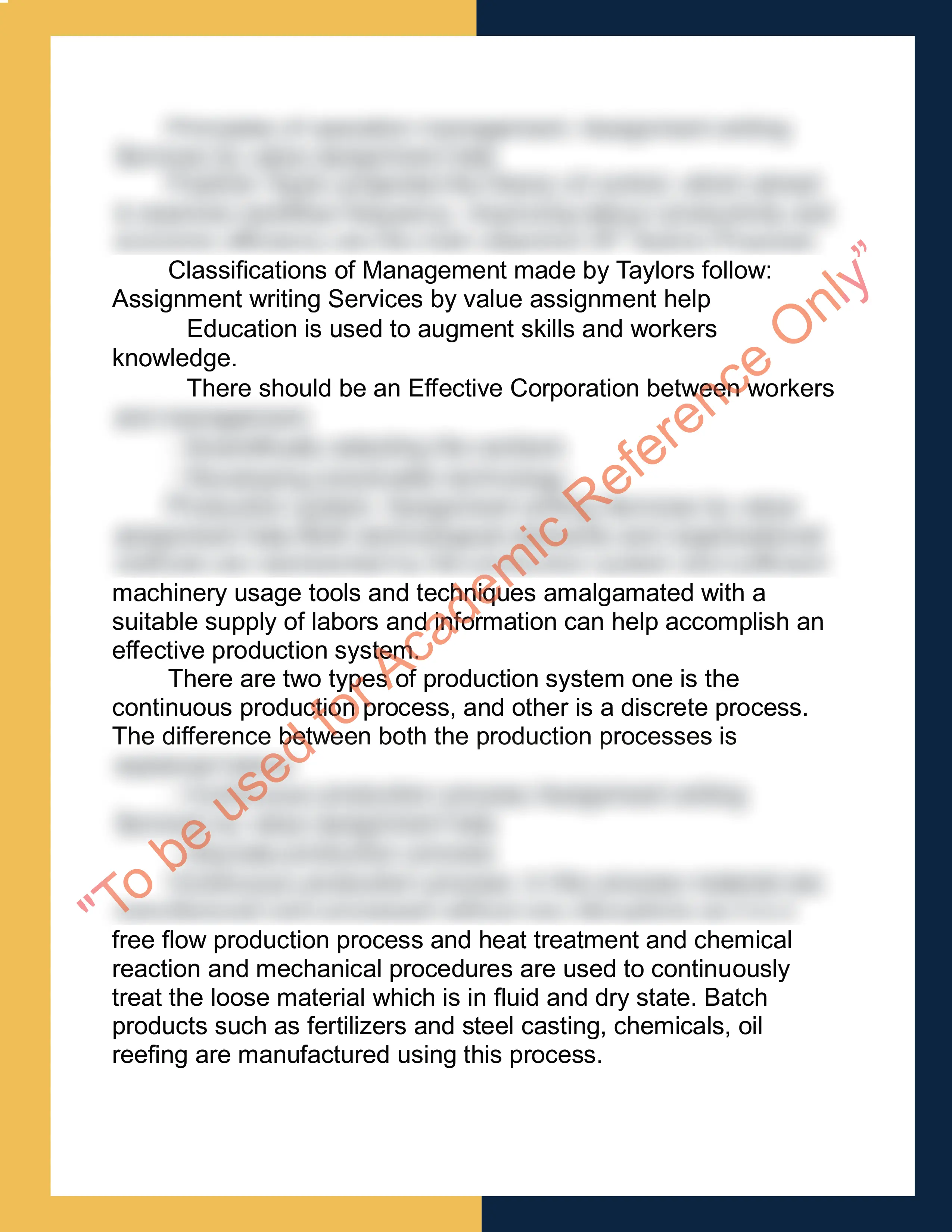 Operations Management Assignment sample 1